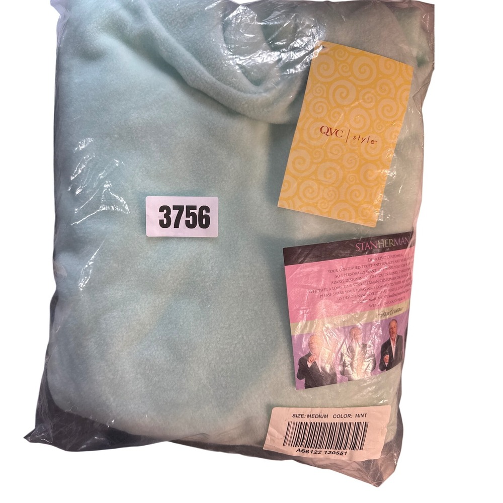 Stan Herman‎ QVC Style Snuggle Hoodie Soft Plush Pullover Mint Medium